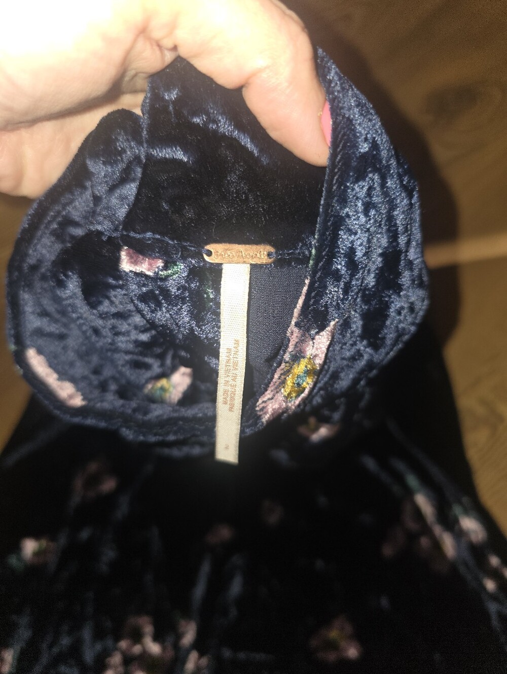 Free People Navy Floral Velvet Dress - Picture 3 of 4